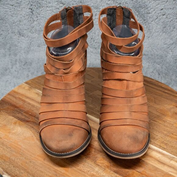 FREE PEOPLE Hybrid Strappy Leather Bootie EU 38 US 7.5 - Picture 2 of 9